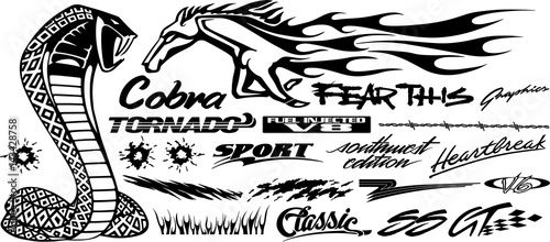 Fotografía Car, Bike, Vehicle Graphics, Vinyls & Decals in isolated background in vector fo