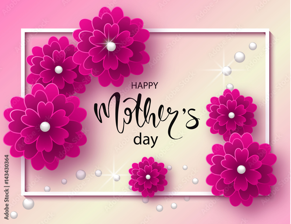 Happy mothers day background with beautiful flowers and beads ...