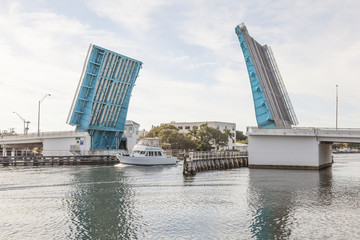 Open drawbridge in Pompano Beach, Florida