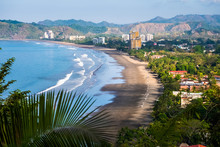 Tropical Wide Sandy Beach Of The Town Of Jaco, Costa Rica