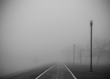 Foggy Day Path Street Lamps