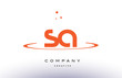 SA S A creative orange swoosh alphabet letter logo icon