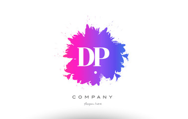 DP D P purple magenta splash alphabet letter logo icon design