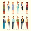 Set of woman and man character. avatar people realistic vector design. business man and business woman collection.