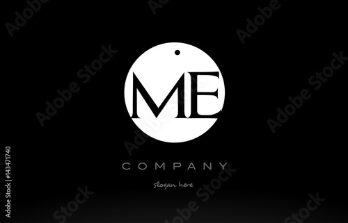 Me M E Simple Black White Circle Alphabet Letter Logo Vector Icon