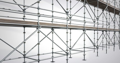 Wall Mural - 3D scaffolding in diagonal with white background