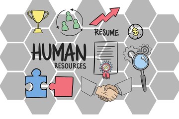 Poster - Digital composite image of Human resources sign with icons