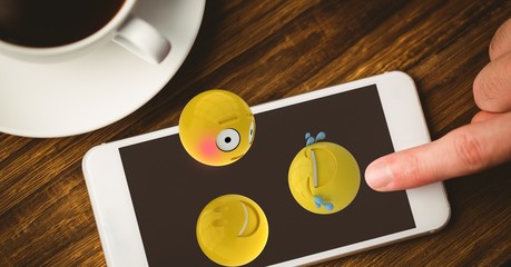 Poster - Close-up of finger using emojis on smart phone