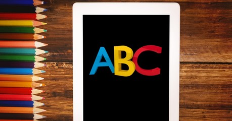 Poster - Alphabets on tablet PC by color pencils