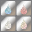 Set blue, red, silver or diamond and rainbow iridescent drops with holographic effect on matallic foil.