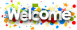 Welcome background with colorful confetti.