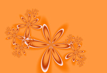 Abstract Fractal Flowers On An Orange Background