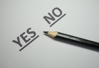 The concept of choosing yes or no white background