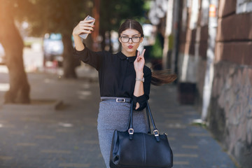 Wall Mural - beautiful brunette with glasses