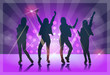 © mast3r - Silhouette Woman Group Dancing Night Club Light Flat Vector Illustration