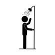 black silhouette pictogram person taking a shower vector illustration