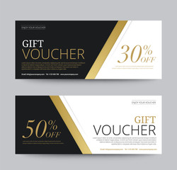 Wall Mural - Gift Voucher Template Promotion Sale discount, Gold background, vector illustration