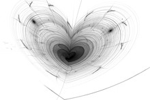 Black Heart Abstract Fractal Map On White Background