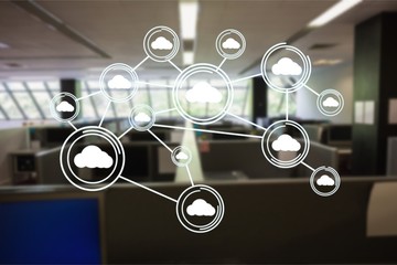 Poster - Digitally generated image of cloud computing icons in office
