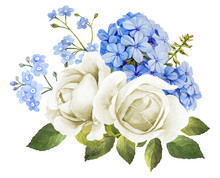 Wedding Flower Bouquet In Blue And White