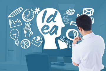 Poster - Digital composite image of businessman analyzing plan