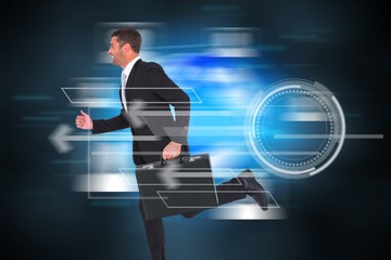 Poster - Composite image of running businessman