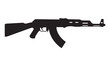 AK47 icon. Kalashnikov machine gun black silhouette. Vector illustration.