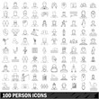 © ylivdesign - 100 person icons set, outline style