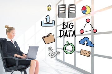 Poster - Businesswoman analyzing big data on laptop in office