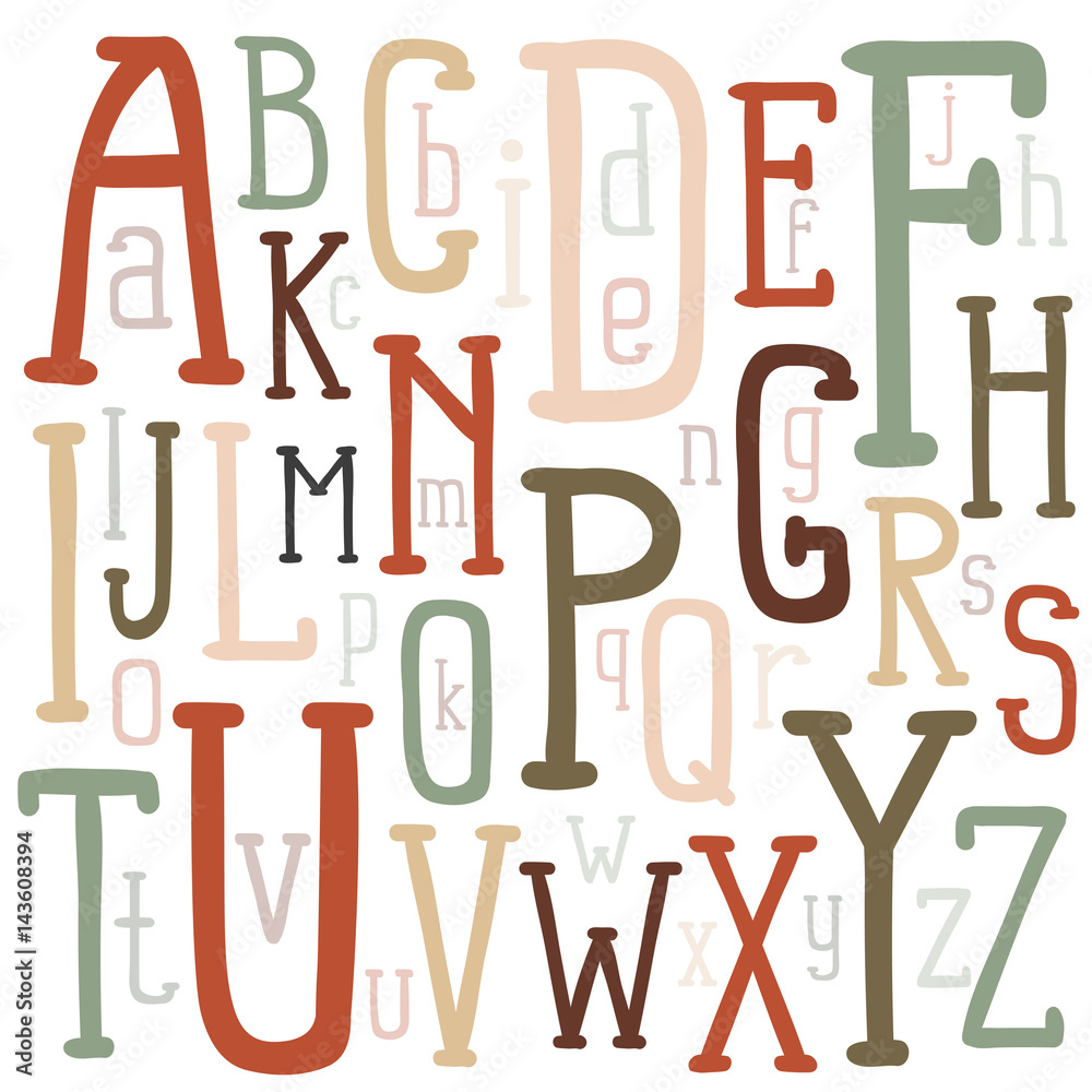 Multilocular Letter Multicolored letters of the alphabet of different sizes inscribed in a ...