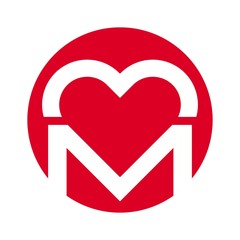 Poster - pulse and heart logo vector. letter m