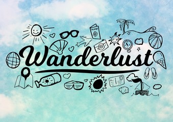 Poster - Wanderlust graphic with sky background