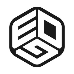 Canvas Print - hexagonal logo vector. text logotype. e d g logo.
