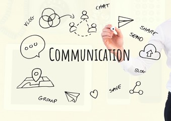 Poster - Hand writing Communication text with drawings graphics