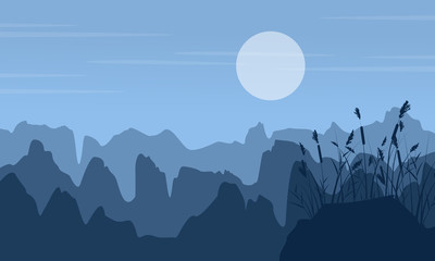 Silhouette of cliff at night landscape