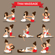 Set of Thai massage positions design for healty