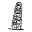 leaning tower of pisa - vector illustration sketch hand drawn isolated on white background