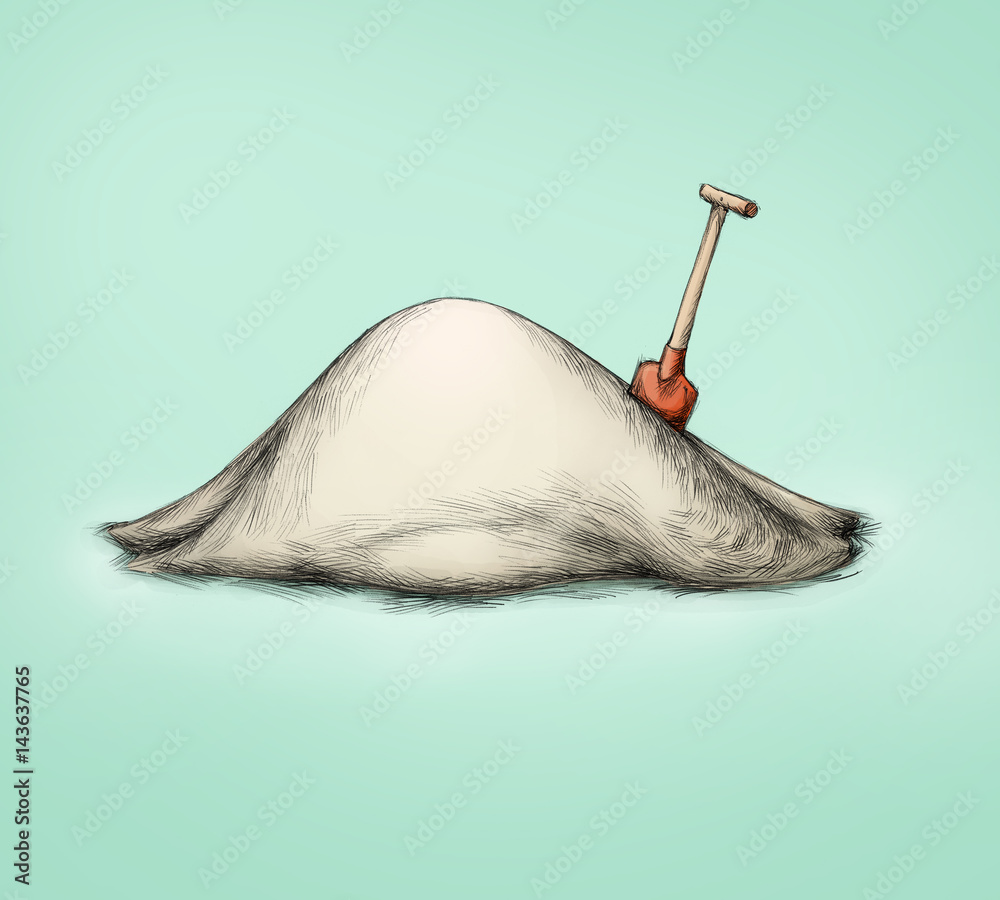 Stock-Illustration „Sandhaufen mit schaufel“