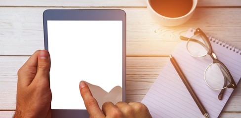 Poster - Cropped image of person using tablet