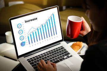 Poster - Sales Many charts and graphs Business Increase Revenue Shares Concept.