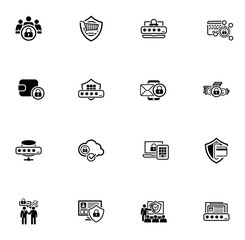 Sticker - Flat Design Protection and Security Icons Set.