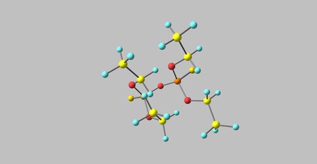 Sticker - Tetraethyl dithiopyrophosphate molecular structure isolated on grey