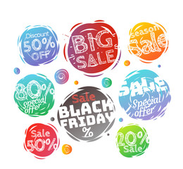 Aufkleber - Different colo sale banners vector collection. Web promo banners set isolated on white