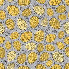 Poster - Happy Easter seamless background. Vector seamless pattern of easter elements