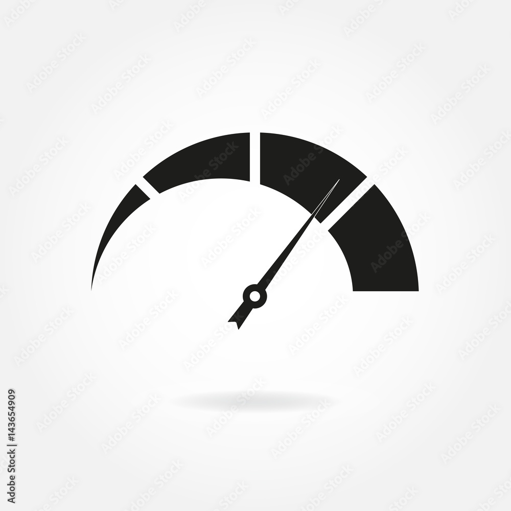 Speedometer icon with arrow. Meter and gauge element. Vector ...