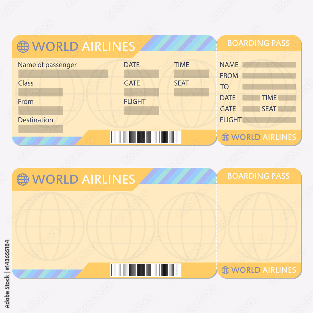 stock-vektorgrafik „airline or plane ticket template. boarding