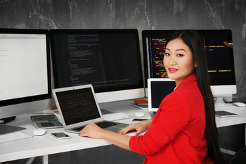 Wall Mural - Young programmer working in office