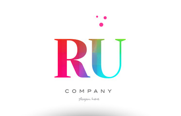 RU R U colored rainbow creative colors alphabet letter logo icon