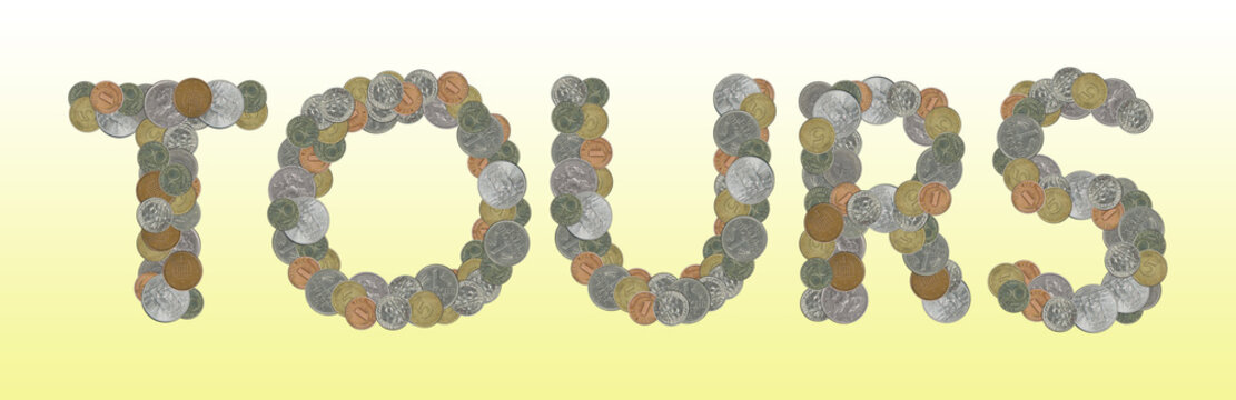 TOURS – Coins on yellow background
