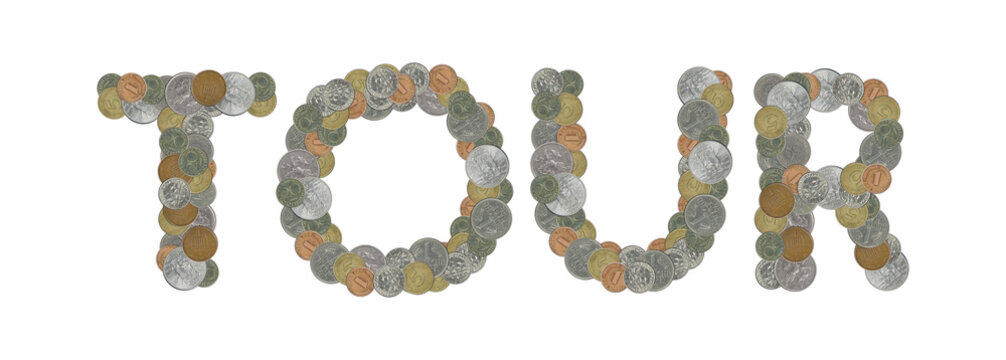 TOUR – Coins on white background